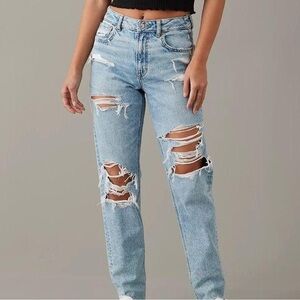 American Eagle high rise ripped mom jeans